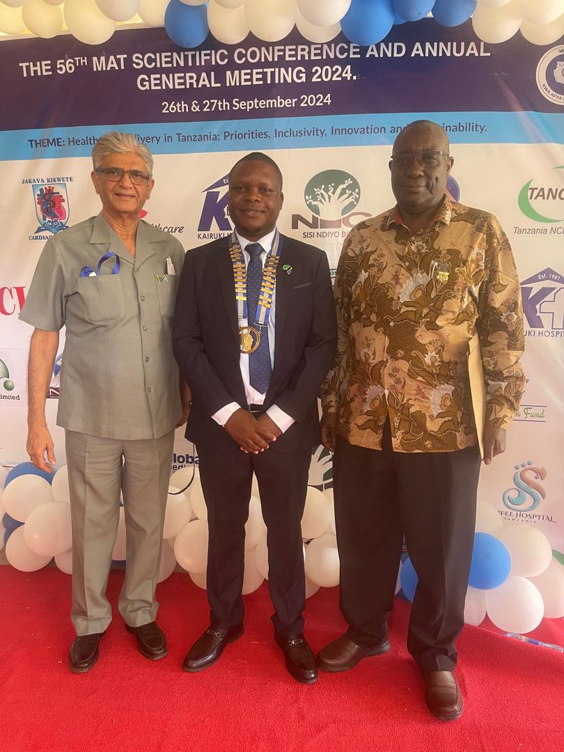 With the current elected president of MAT Medical Association of Tanzania with Prof Lawrence Museru ex DG of MNHospt.