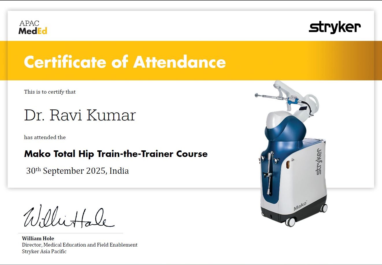 Certified as a MAKO Train-the-Trainer loading=