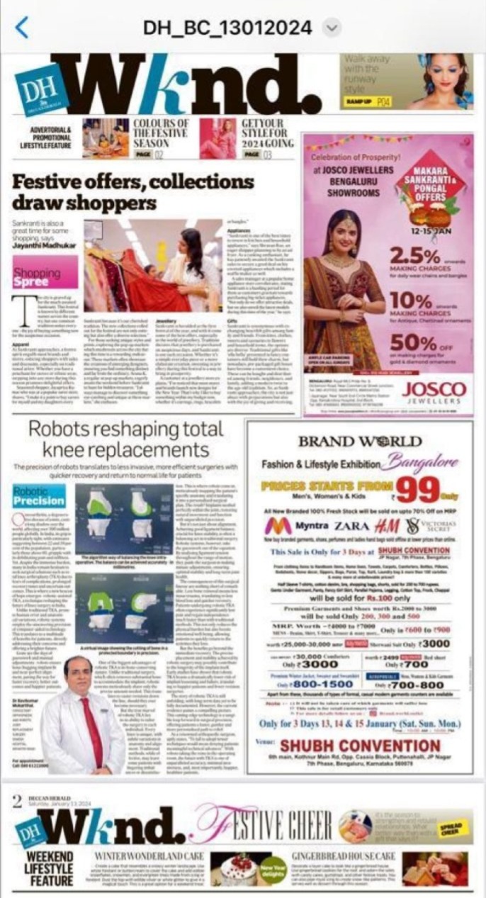 Article on Deccan Herlad on Robotic TKR loading=