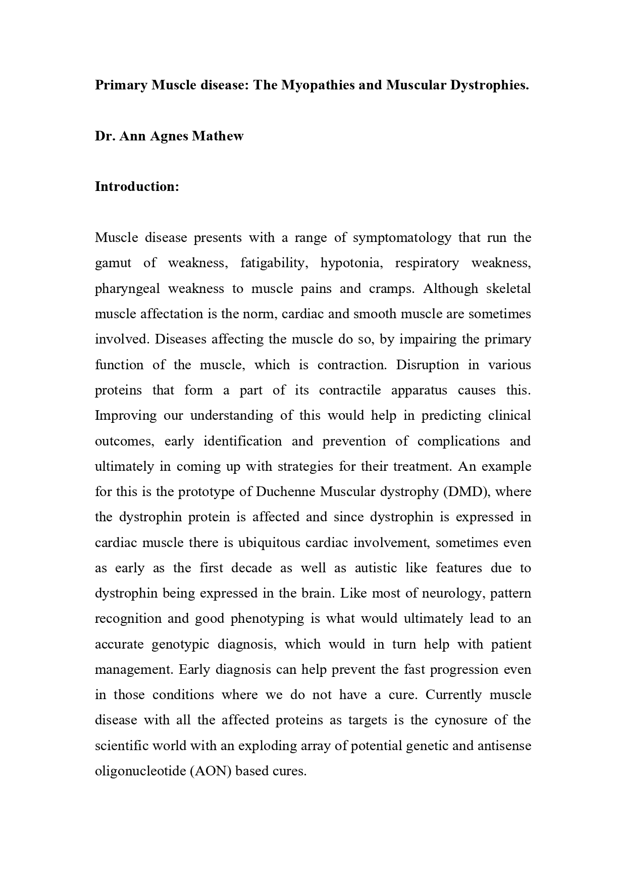 primary muscele diseaces